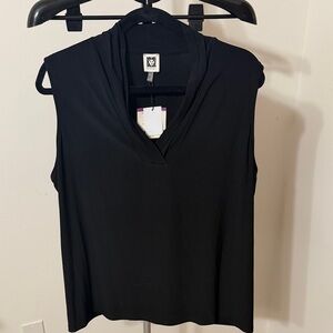 Anne Klein Black V-Neck Sleeveless Blouse